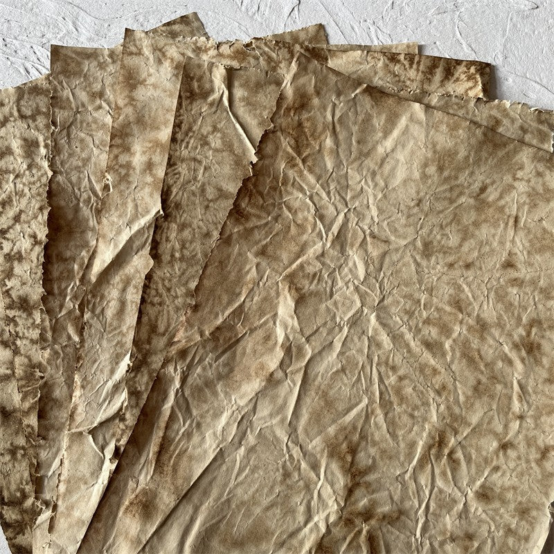 Handmade vintage wrinkled texture coffee dye paper A4 10 sheets - ViktaShop