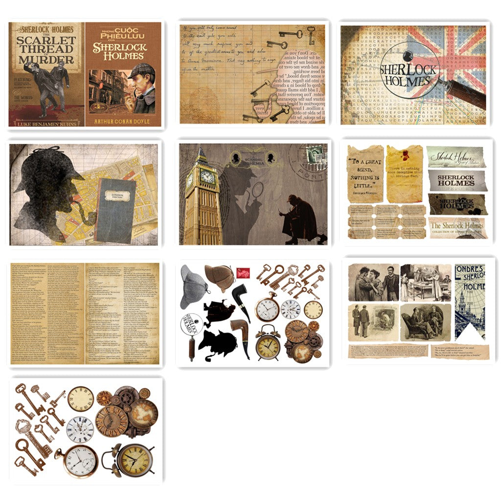 Junk Journal Sherlock Holmes Material Vintage paper - ViktaShop