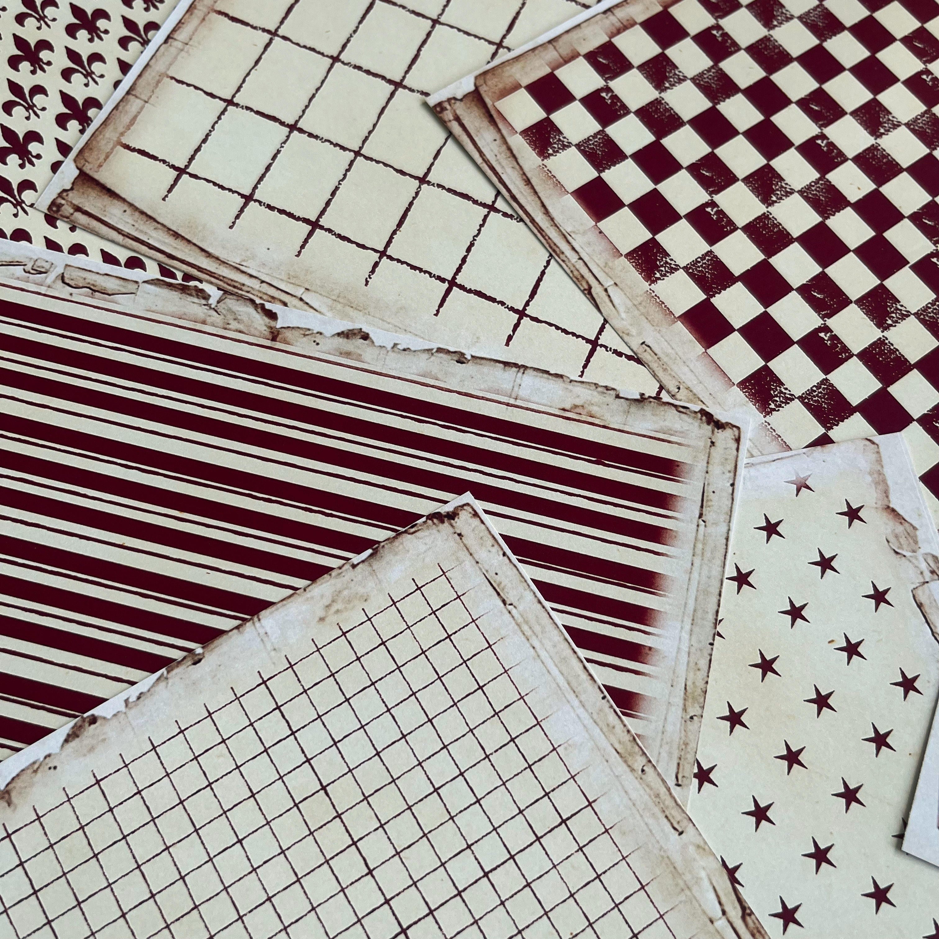 Retro Countryside Flower Grid Material Papier
