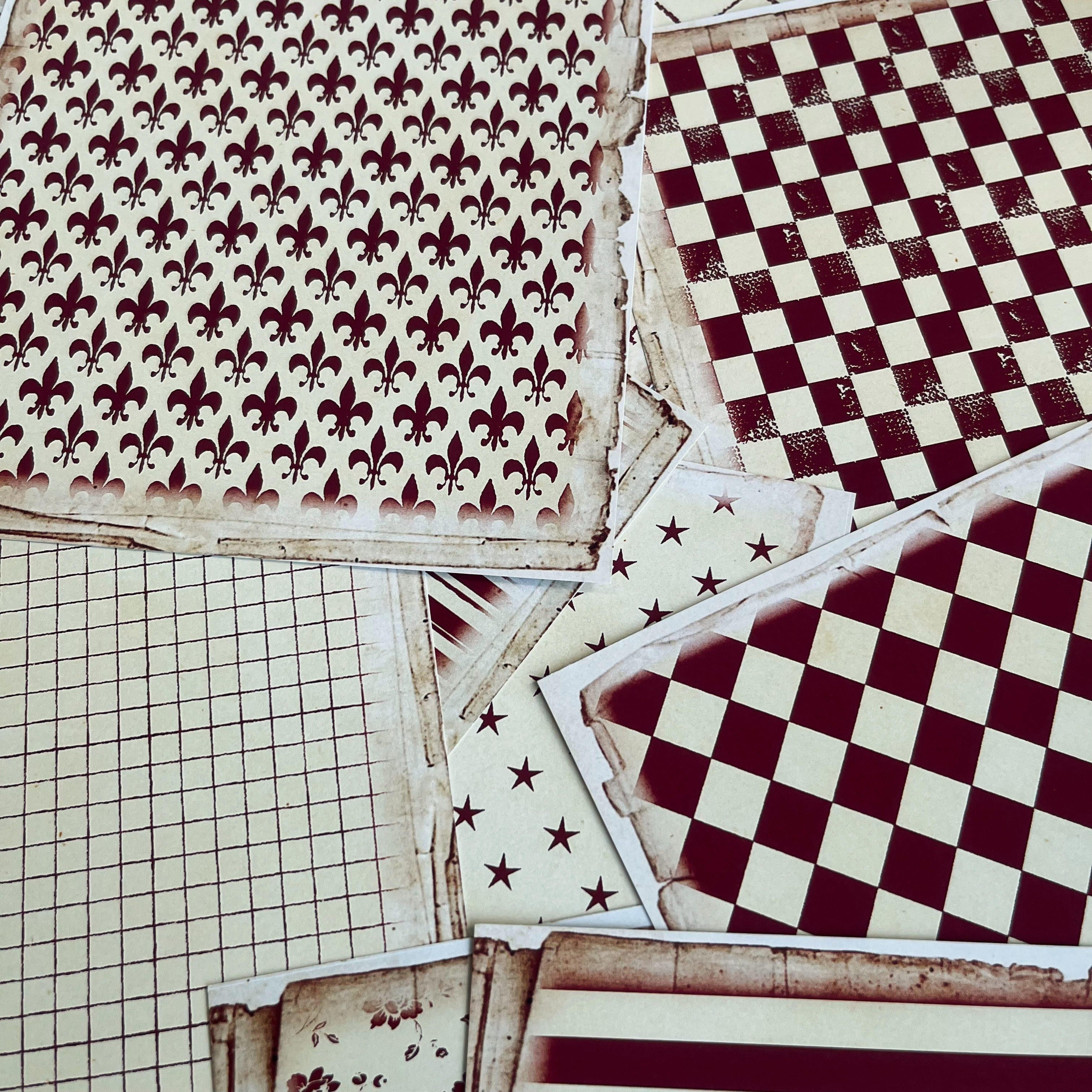 Retro Countryside Flower Grid Material Papier