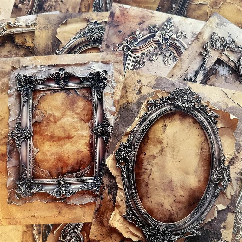 European Baroque Border Vintage Background Paper 18 cm / 13.8 cm 14 sheets - ViktaShop