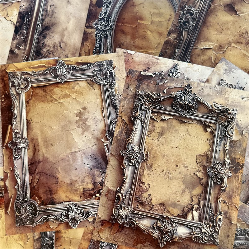 European Baroque Border Vintage Background Paper 18 cm / 13.8 cm 14 sheets - ViktaShop