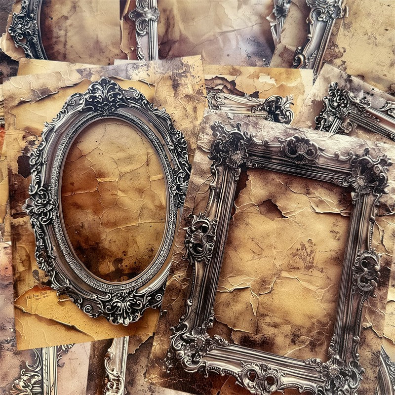 European Baroque Border Vintage Background Paper 18 cm / 13.8 cm 14 sheets - ViktaShop