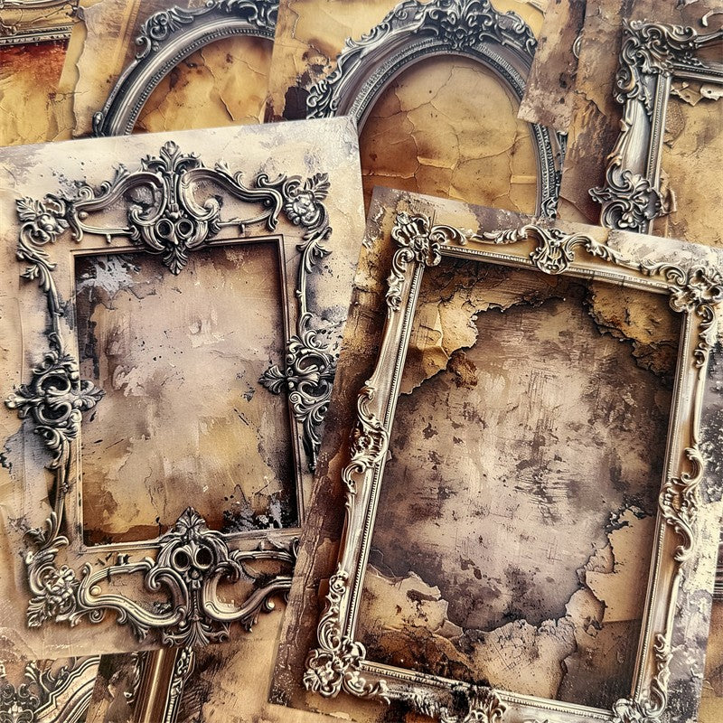 European Baroque Border Vintage Background Paper 18 cm / 13.8 cm 14 sheets - ViktaShop