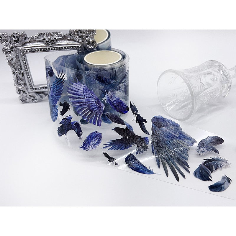 Ceenie Crow White and black, Ancient Style PET tape 6 cm / 200 cm - ViktaShop
