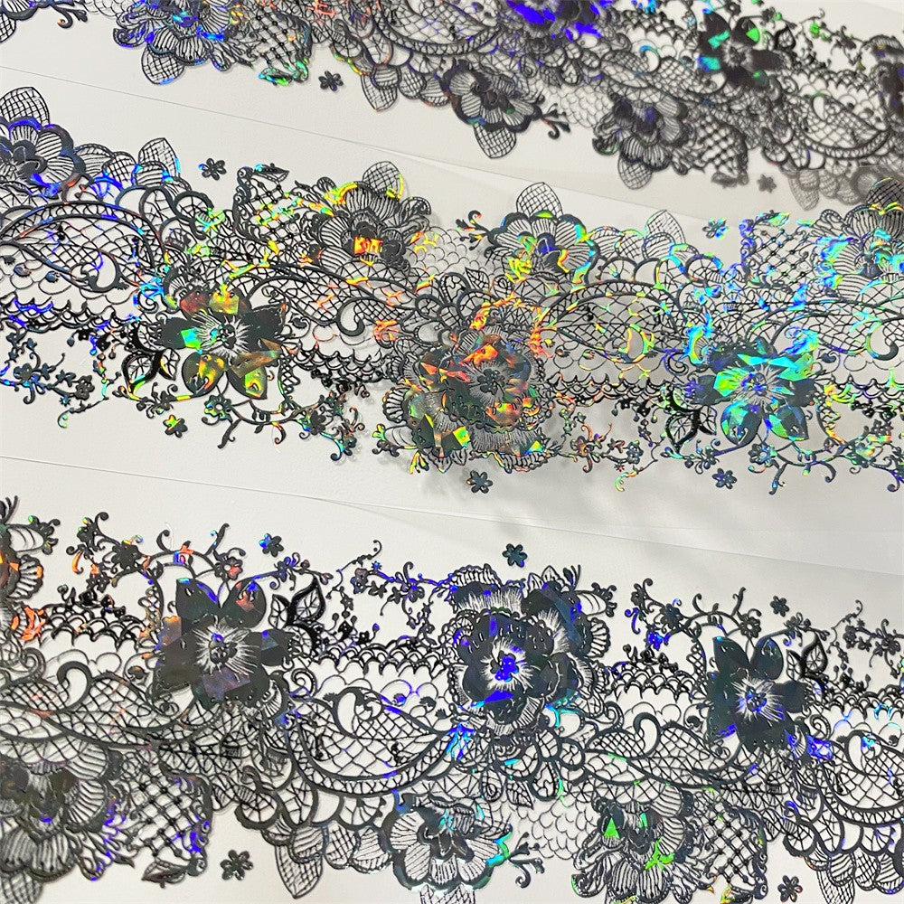 Black lace shell light transparent PET tape 6 cm / 100 cm - ViktaShop