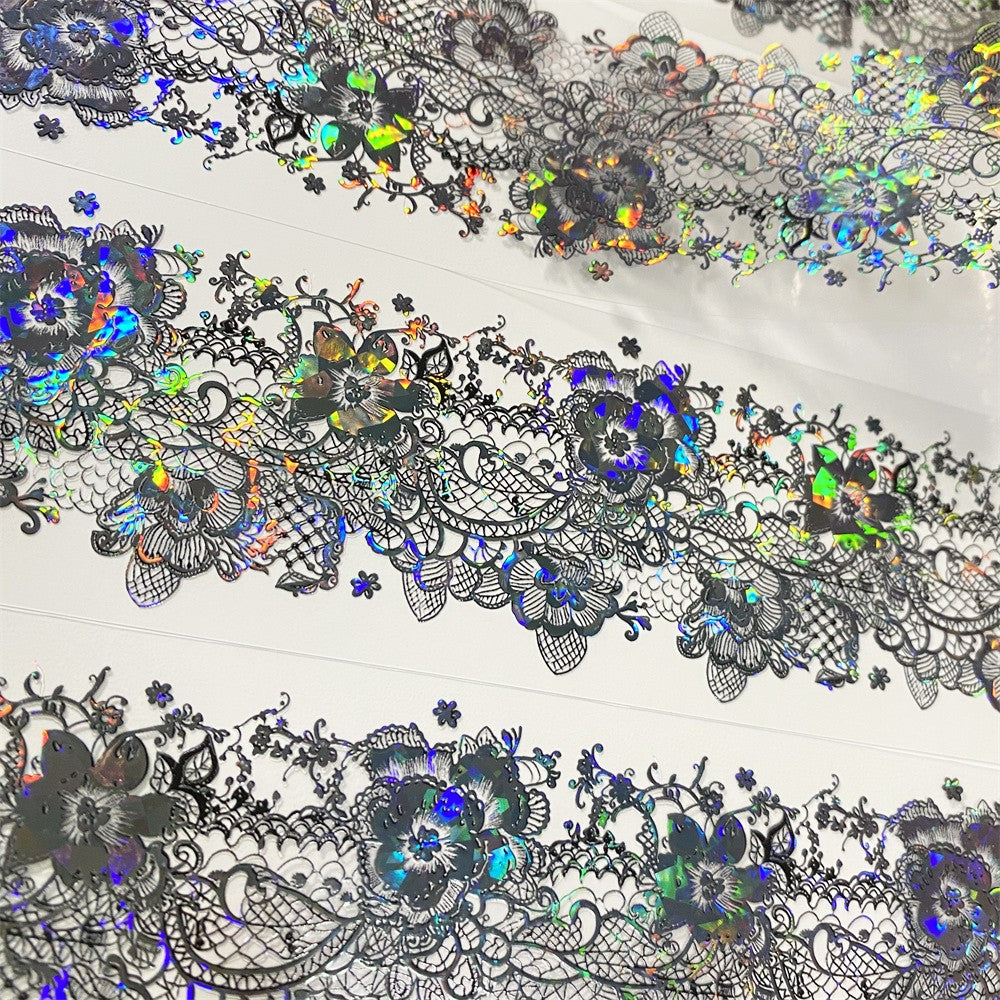 Black lace shell light transparent PET tape 6 cm / 100 cm - ViktaShop