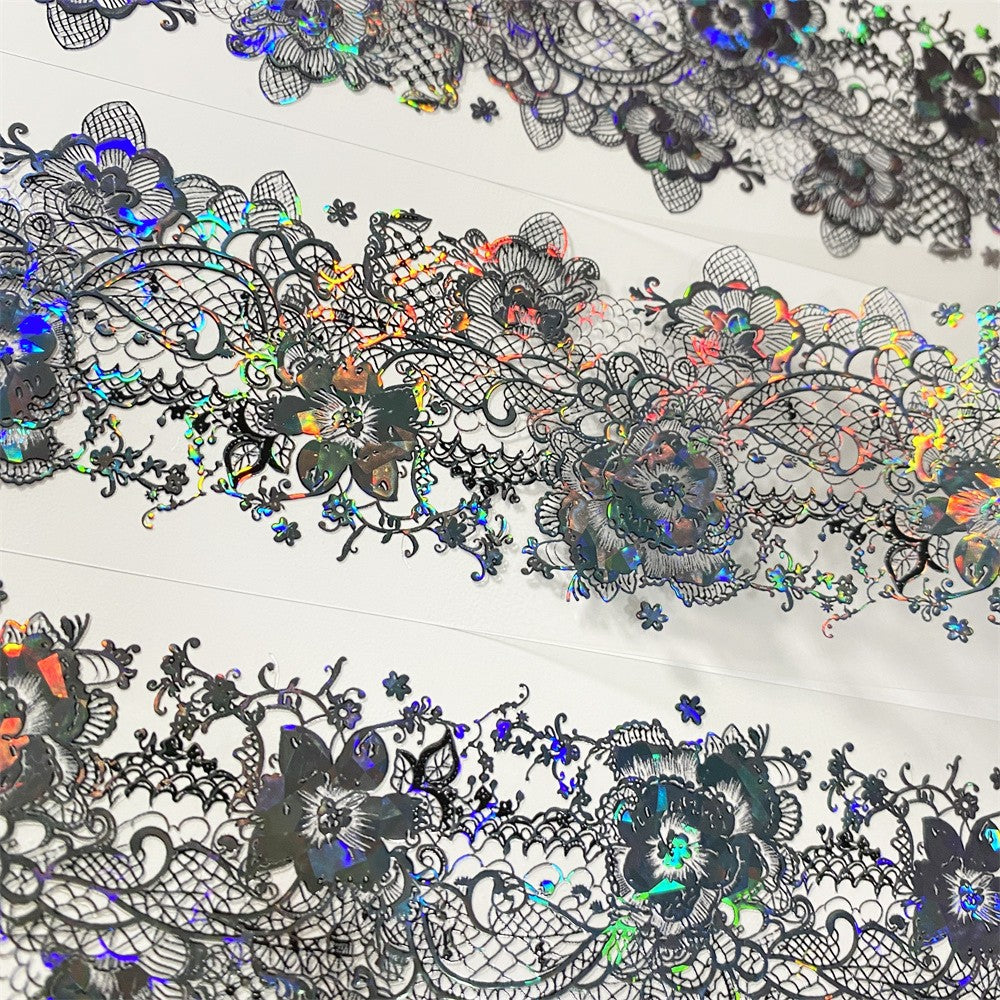 Black lace shell light transparent PET tape 6 cm / 100 cm - ViktaShop