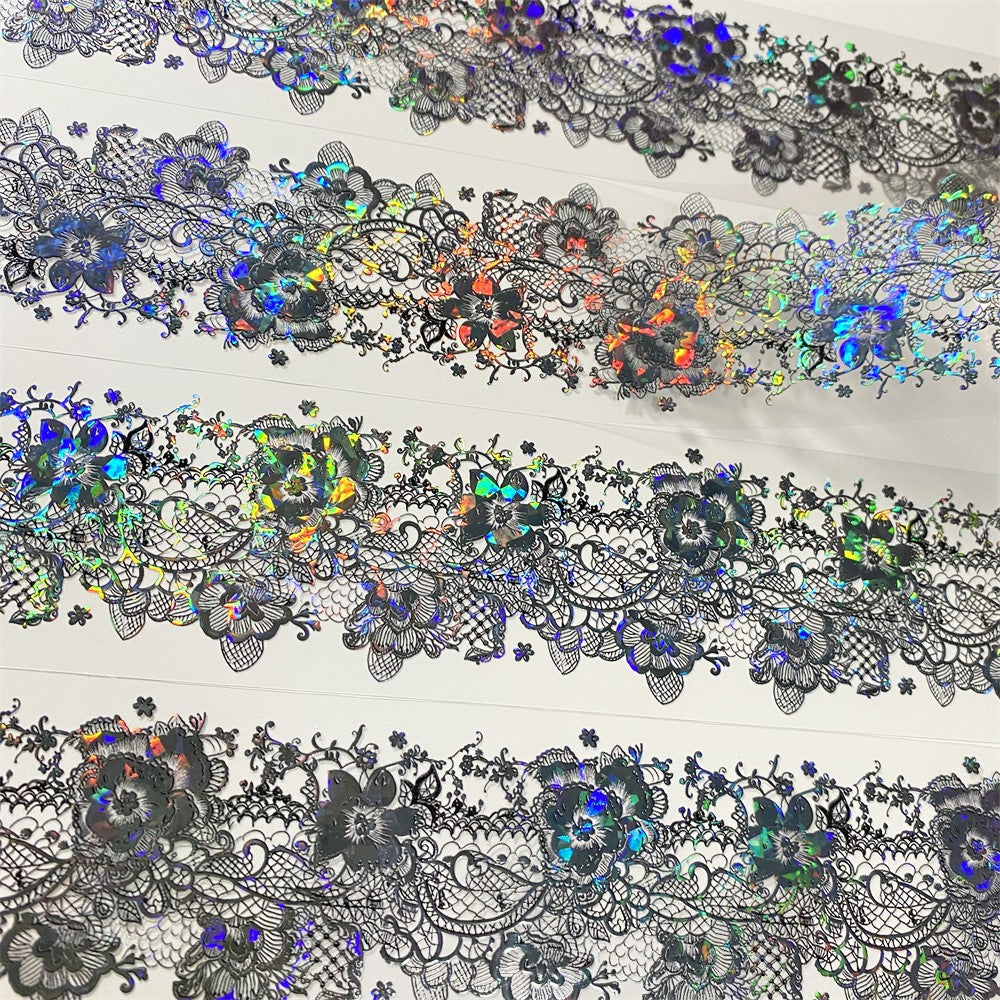 Black lace shell light transparent PET tape 6 cm / 100 cm - ViktaShop