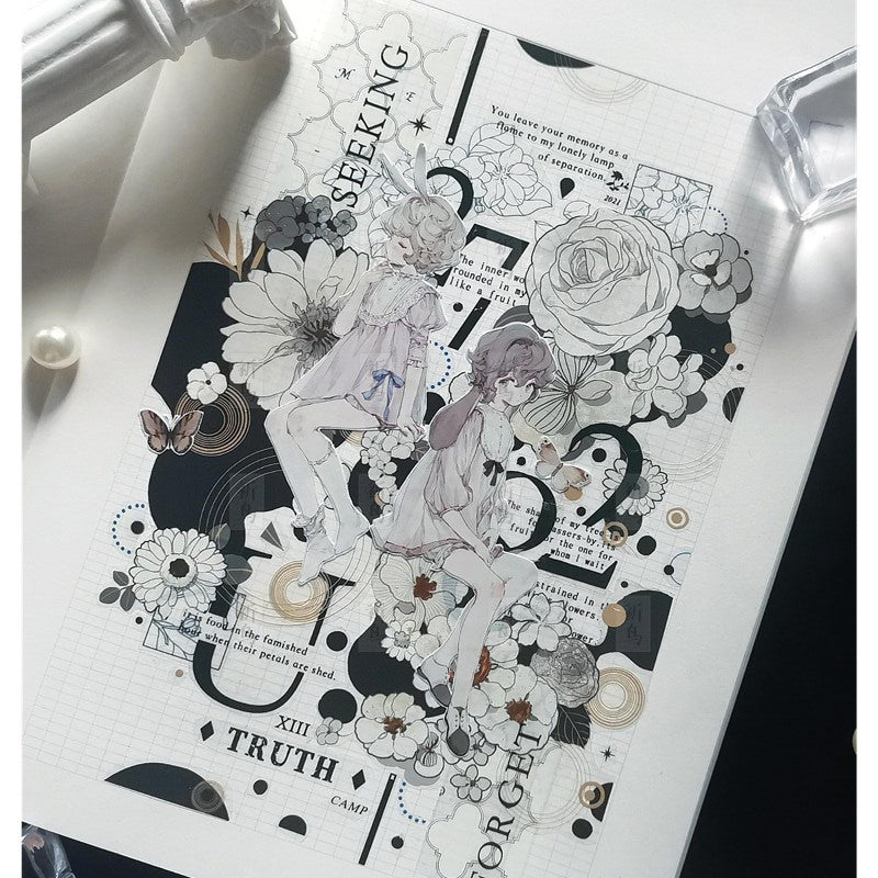 Prayer for birds, thin flower color PET tape 6.5 cm / 72 cm - ViktaShop