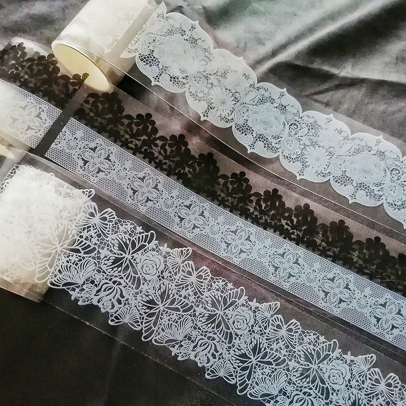 Black and White Lace PET tape 5 cm / 2m - ViktaShop