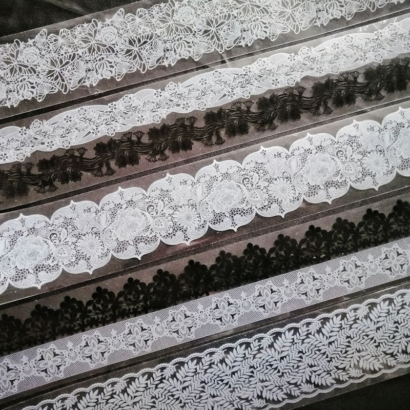 Black and White Lace PET tape 5 cm / 2m - ViktaShop