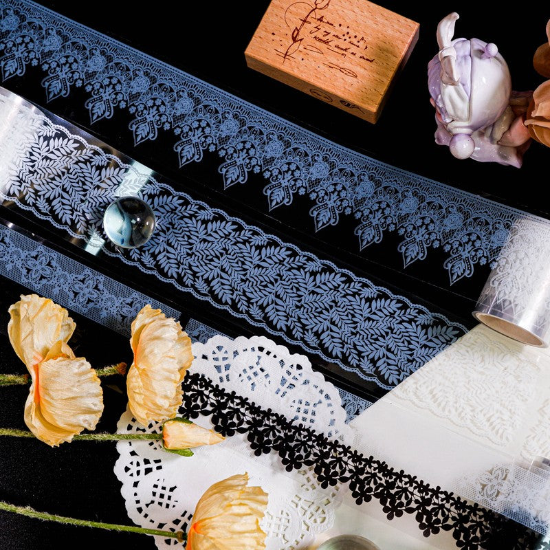 Black and White Lace PET tape 5 cm / 2m - ViktaShop