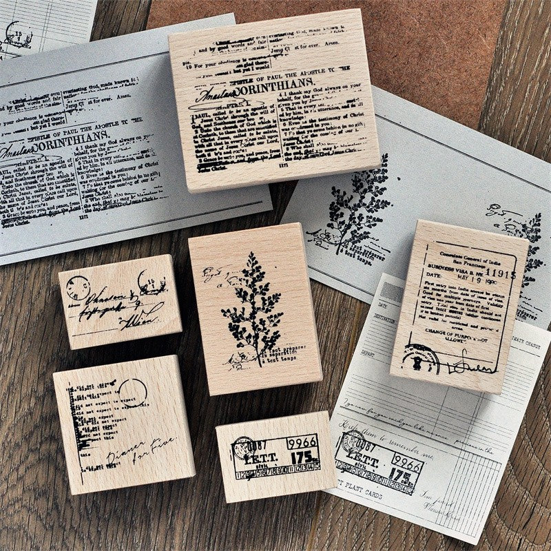 Collage Wooden Rubber Stamp - ViktaShop