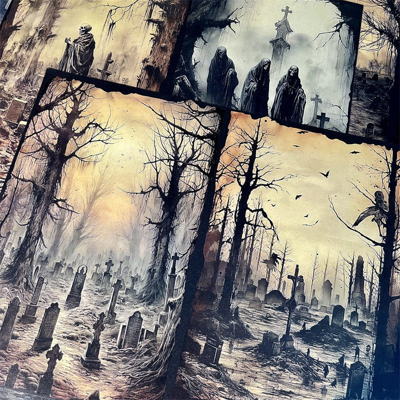 Gothic Dark Reaper Skull Background Paper 12 Sheets - ViktaShop