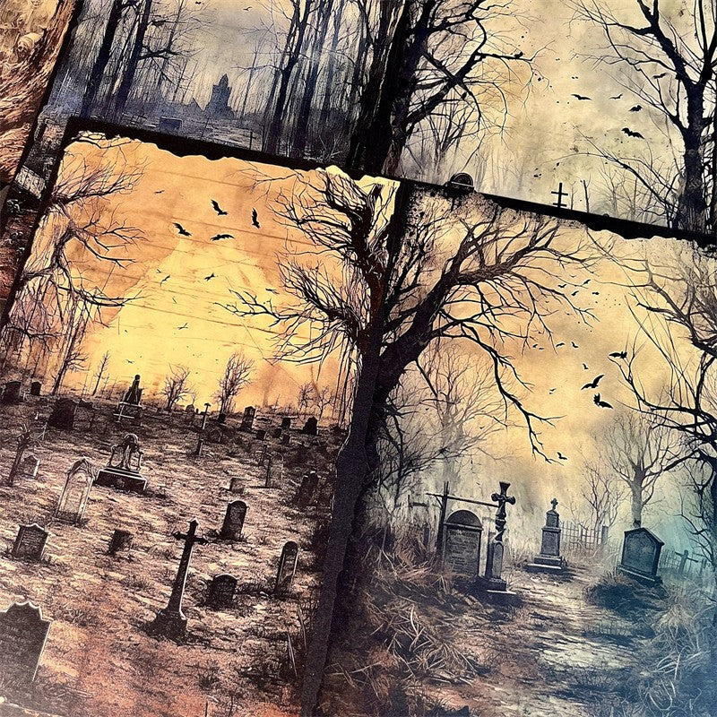 Gothic Dark Reaper Skull Background Paper 12 Sheets - ViktaShop