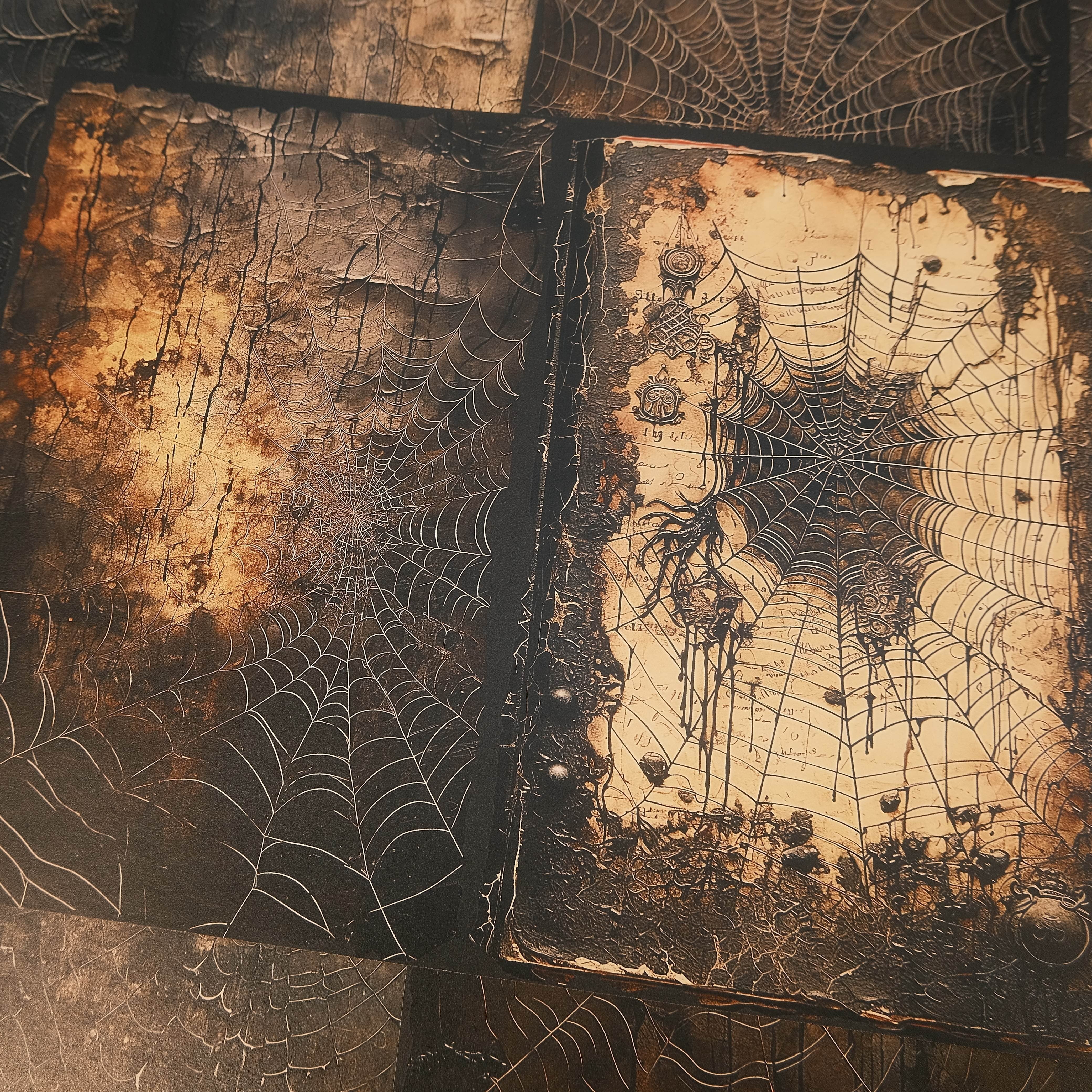 Gothic Dark Spider Web Halloween Material Paper A4 5 Sheets - ViktaShop