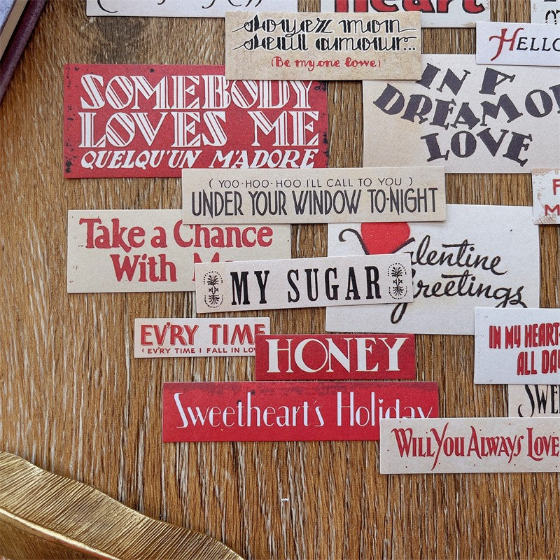 Red Love Phrases Retro Stickers - ViktaShop