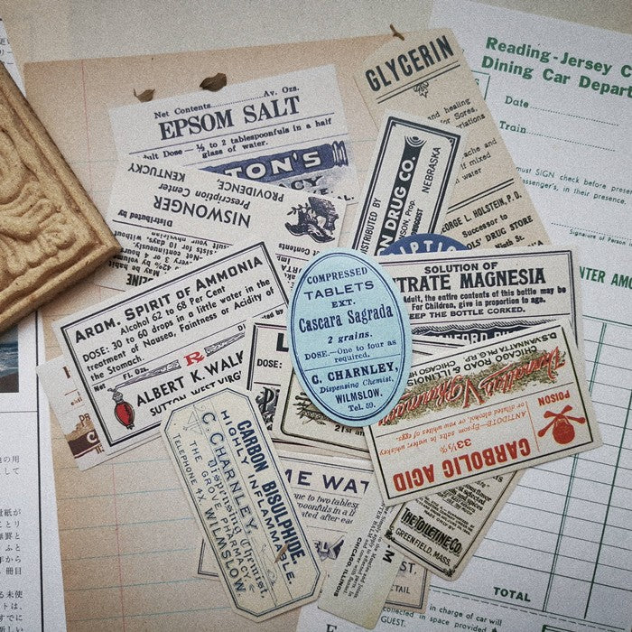 Vintage decorative, retro English stickers - ViktaShop