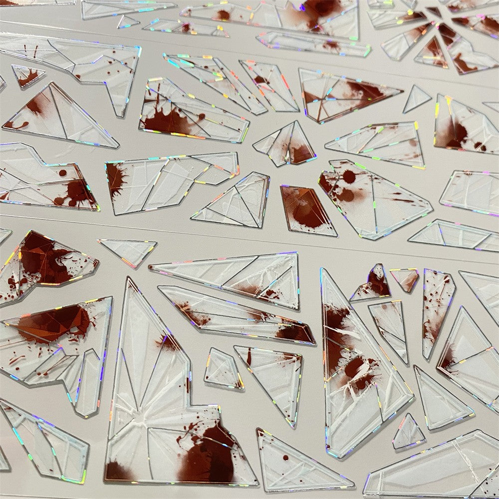 Broken glass, blood red PET tape 6 cm / 100 cm - ViktaShop