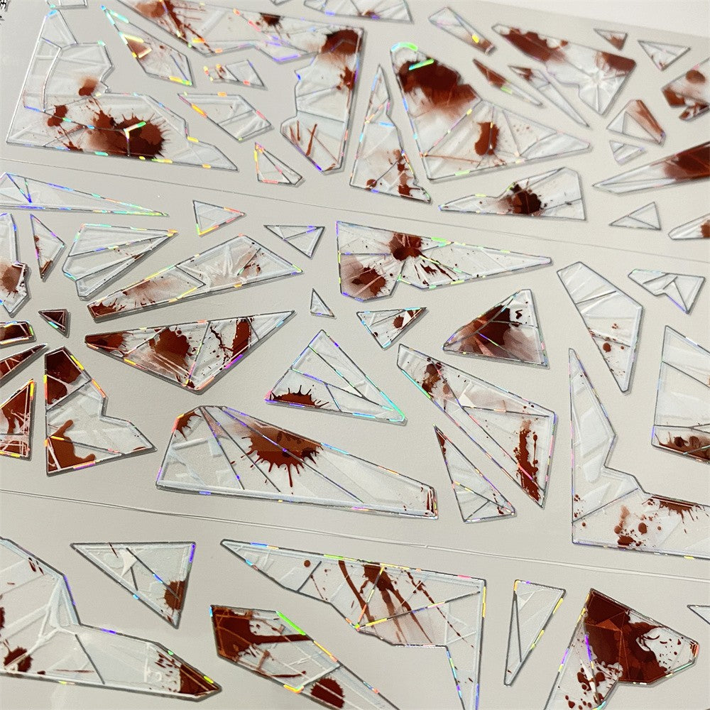 Broken glass, blood red PET tape 6 cm / 100 cm - ViktaShop