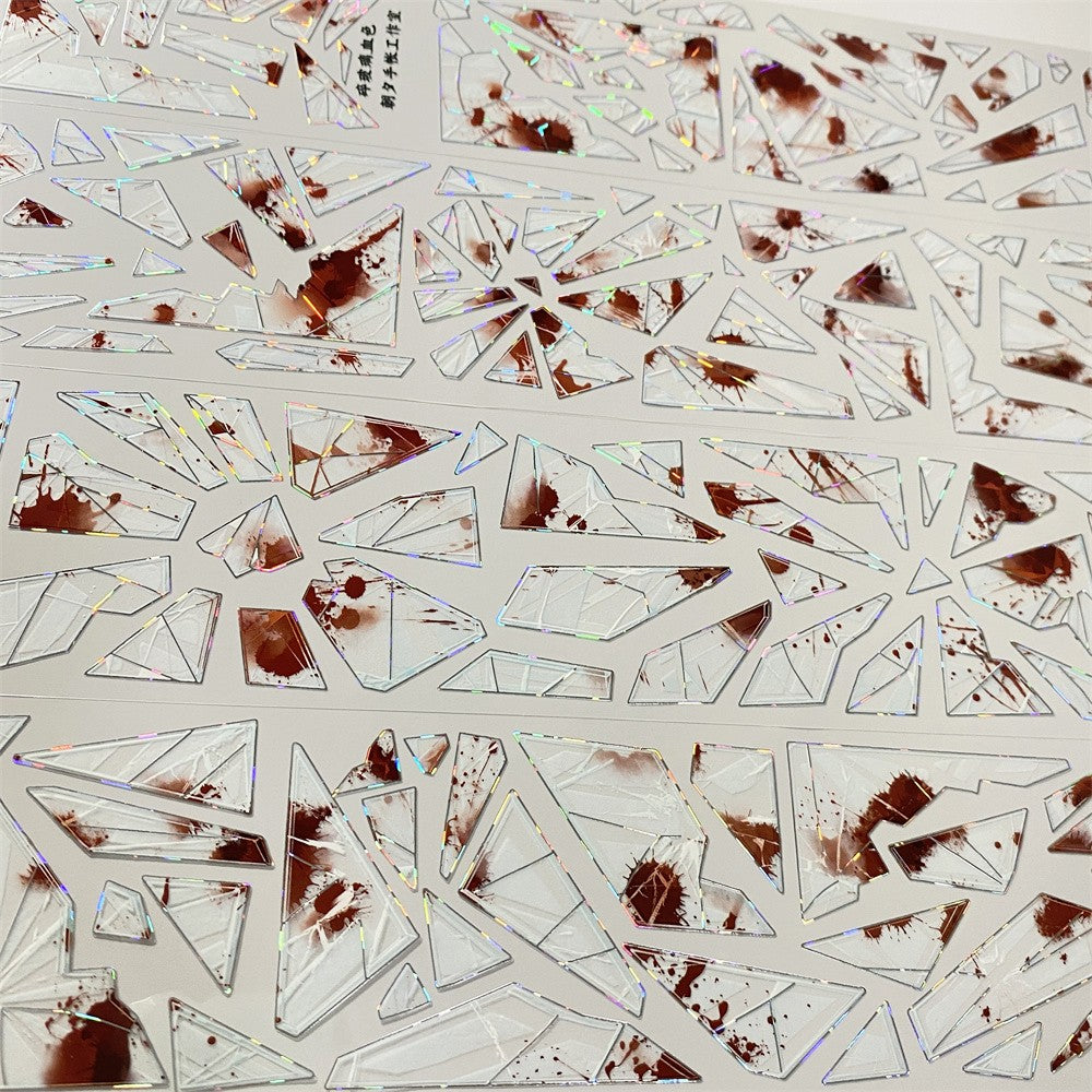 Broken glass, blood red PET tape 6 cm / 100 cm - ViktaShop