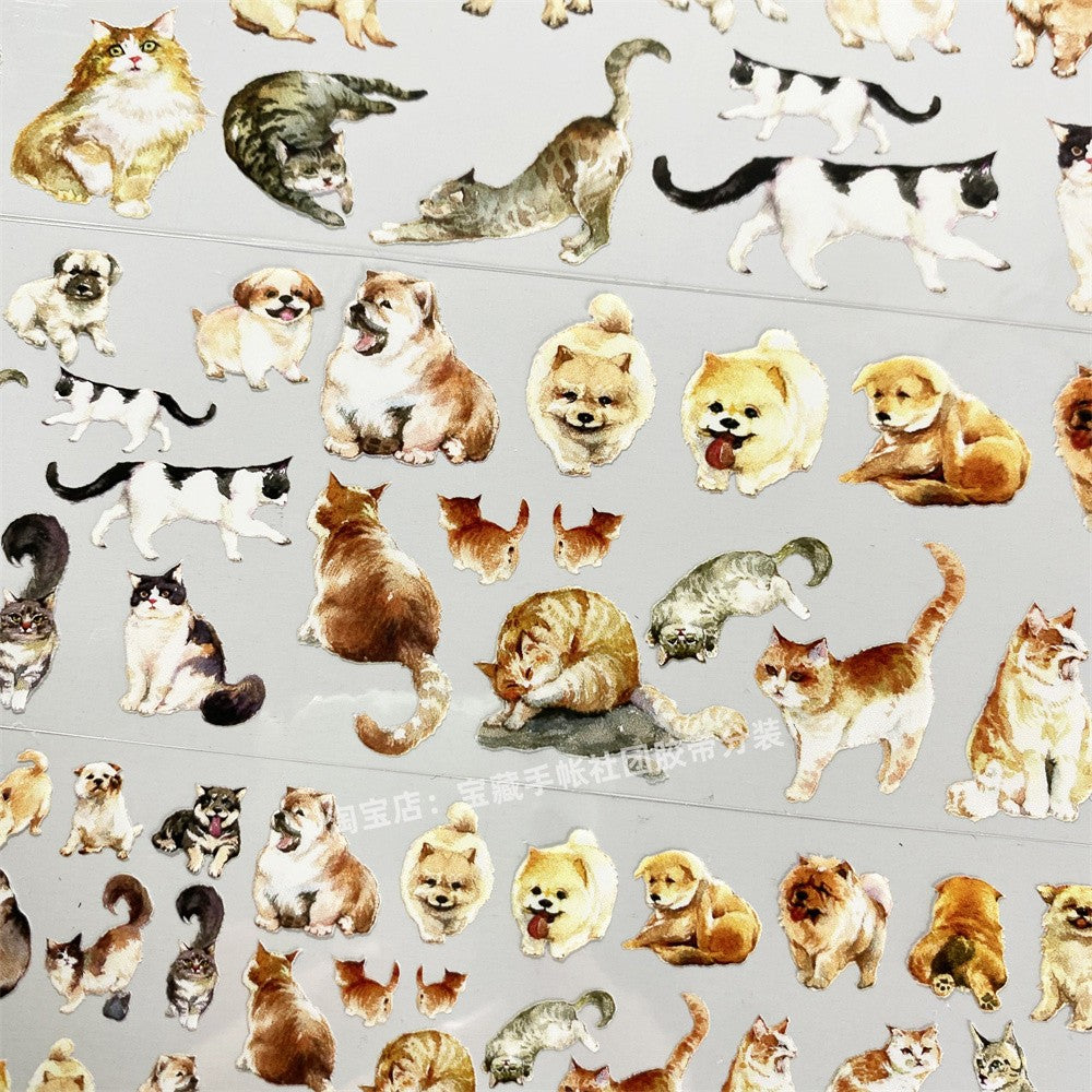 Cat, dog, antique style PET tape 6 cm /100 cm - ViktaShop