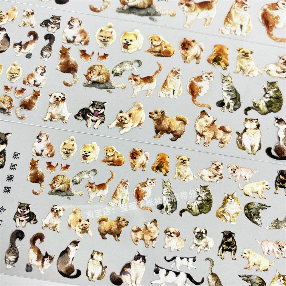 Cat, dog, antique style PET tape 6 cm /100 cm - ViktaShop