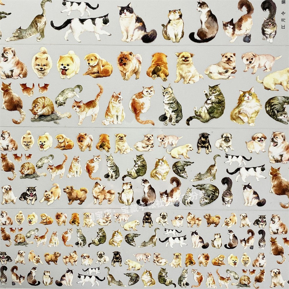 Cat, dog, antique style PET tape 6 cm /100 cm - ViktaShop