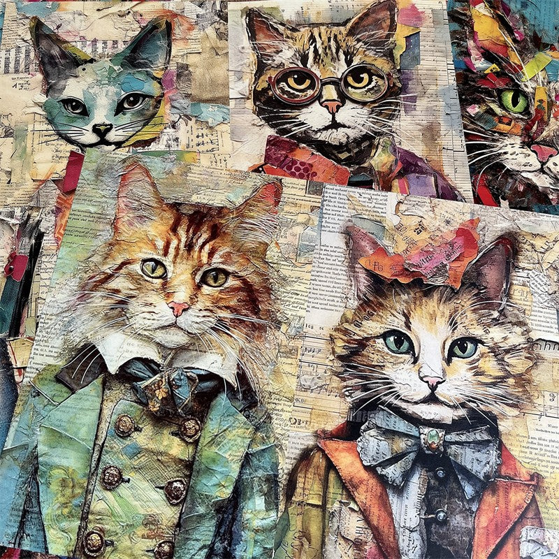 American Street Graffiti Style Cat Background Paper 18 cm / 14 cm 12 Sheets - ViktaShop