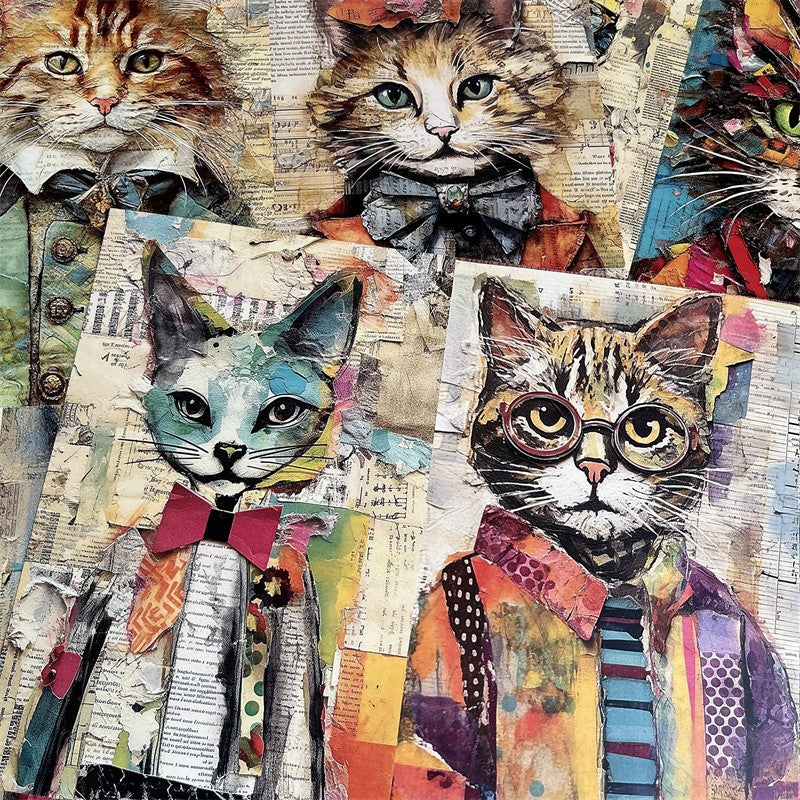 American Street Graffiti Style Cat Background Paper 18 cm / 14 cm 12 Sheets - ViktaShop