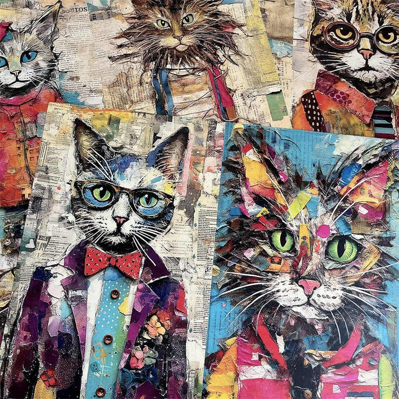American Street Graffiti Style Cat Background Paper 18 cm / 14 cm 12 Sheets - ViktaShop
