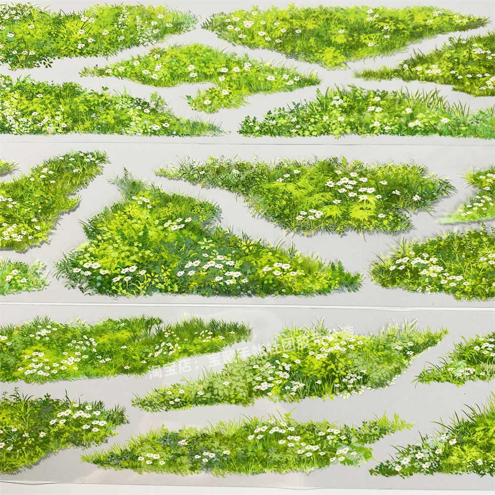 Small grass ground scenery ancient style PET tape