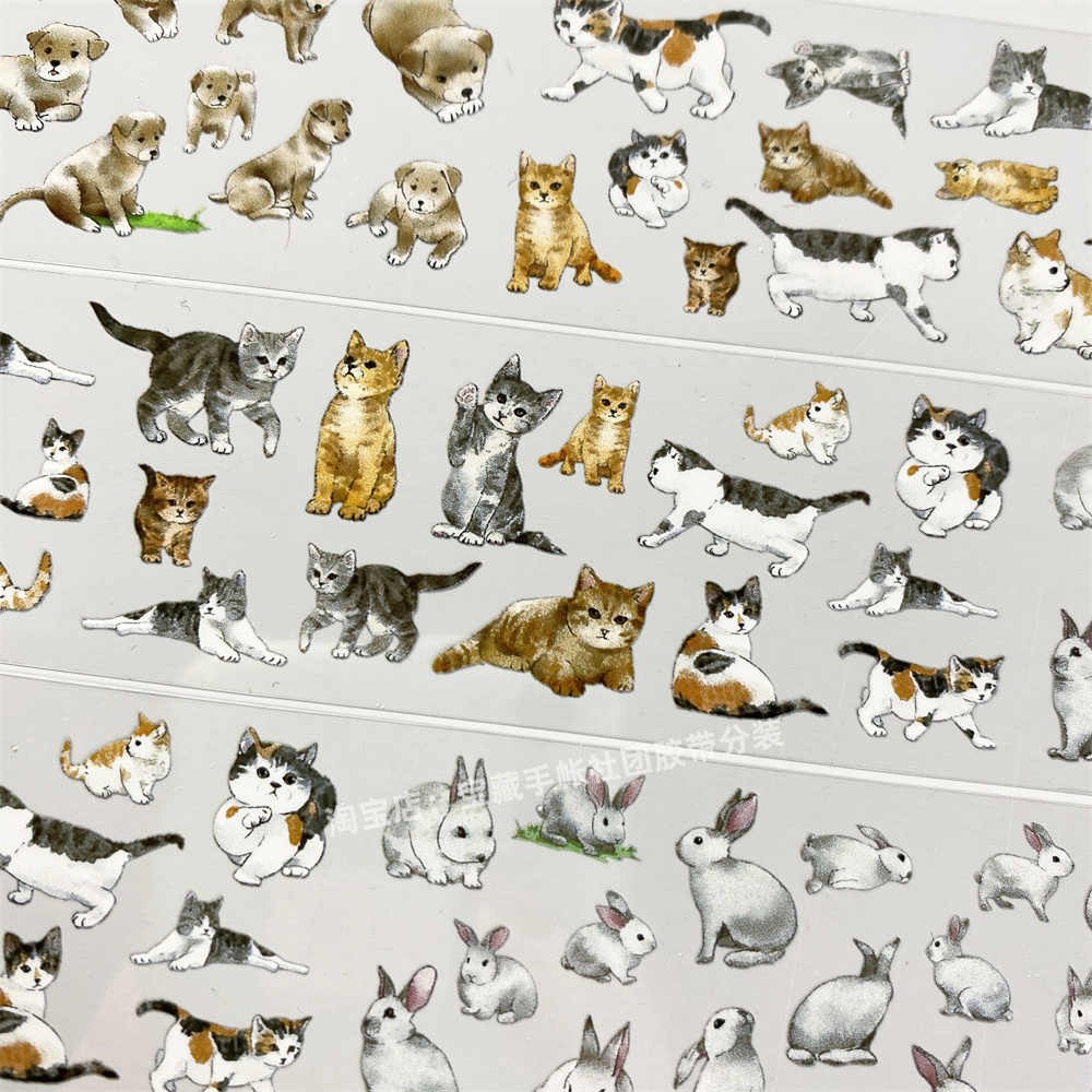 Rabbit Creek Studio cat and dog ancient style PET tape 3.5 cm / 1 m