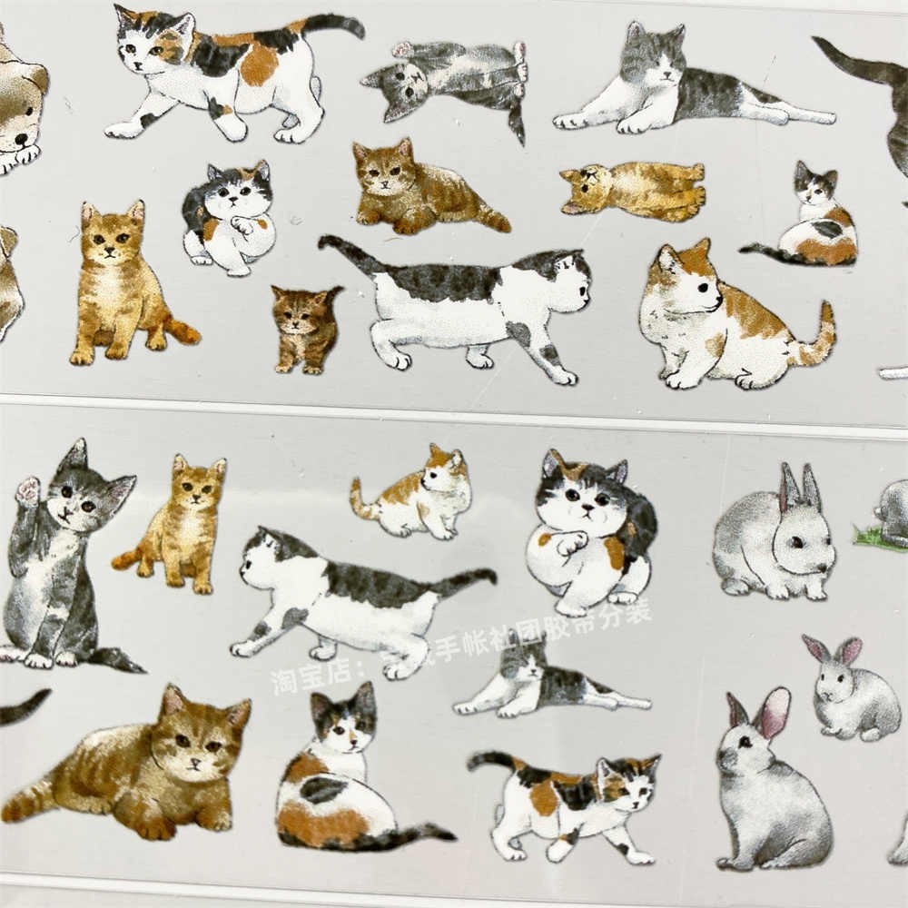 Rabbit Creek Studio cat and dog ancient style PET tape 3.5 cm / 1 m