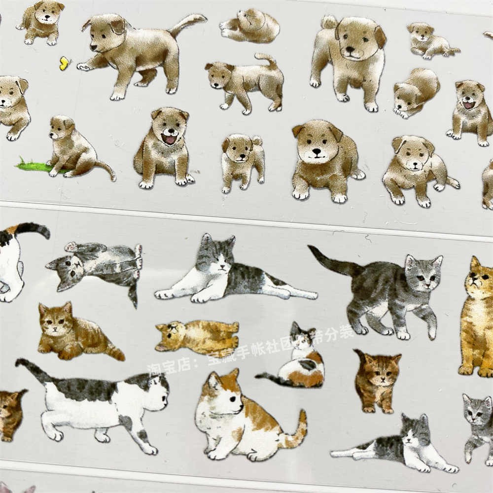 Rabbit Creek Studio cat and dog ancient style PET tape 3.5 cm / 1 m