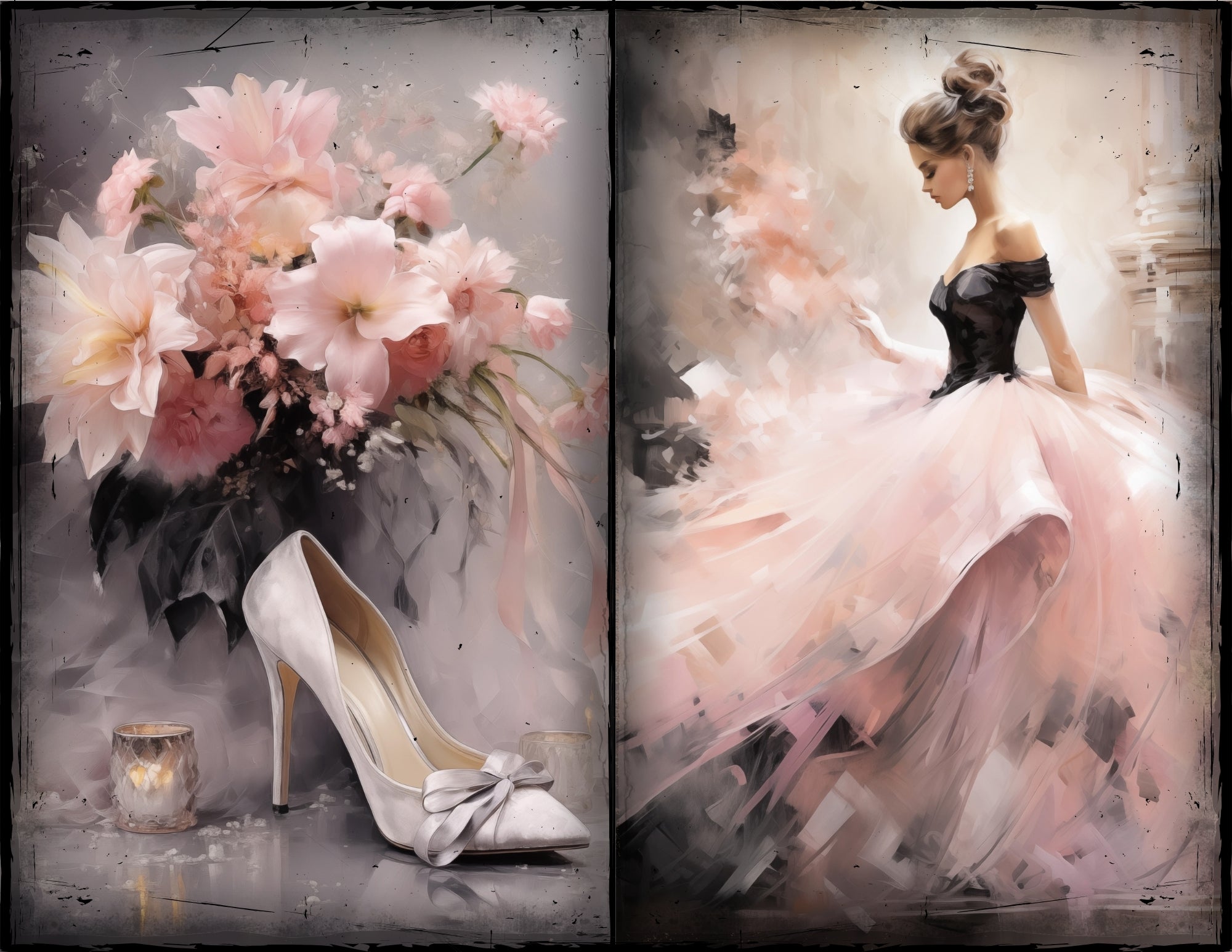 LunicArtDesign Victorian style material paper 5.5 x 8,5 inches 20 different sheets