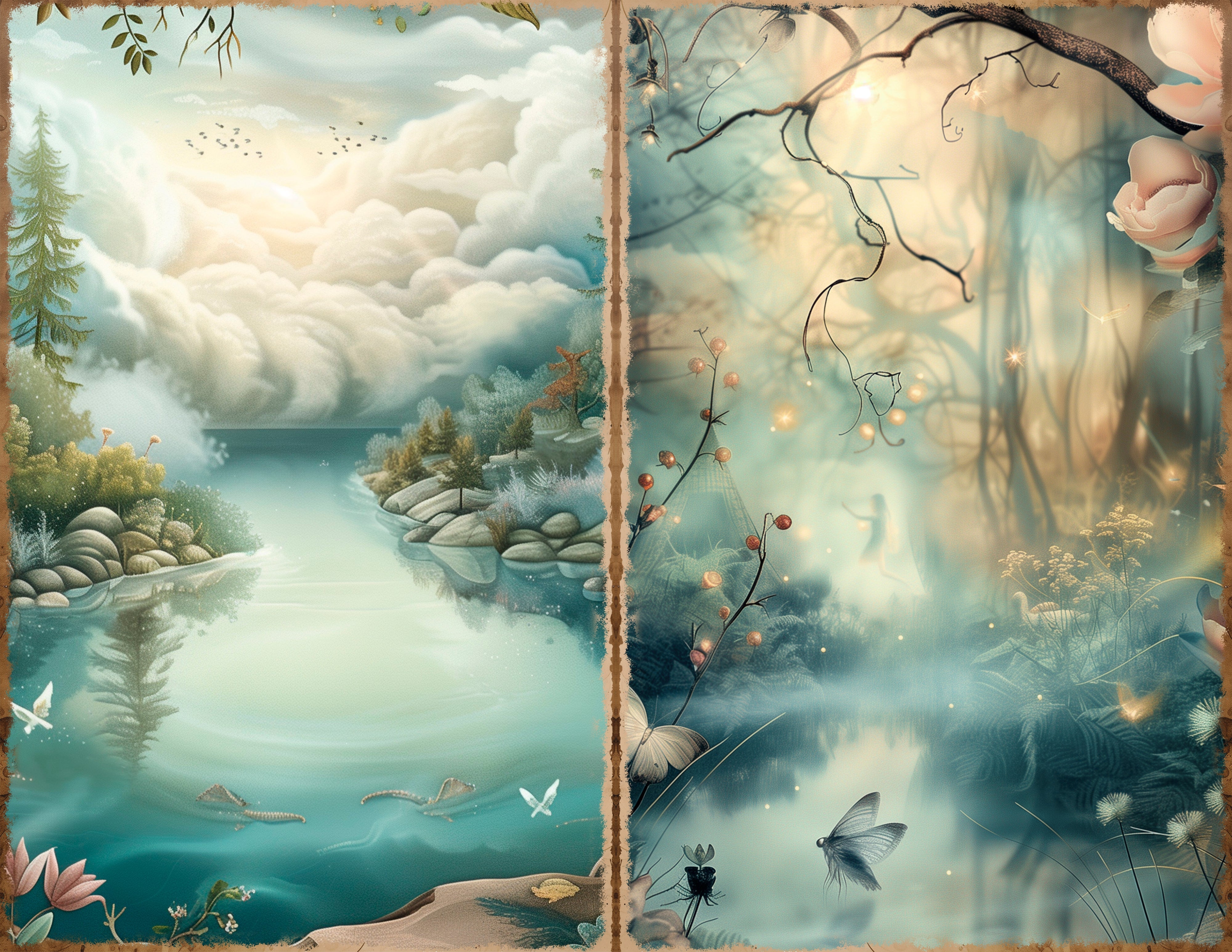 LunicArtDesign secret forest landscape material paper 5,5 x 8,5 inches 20 different sheets