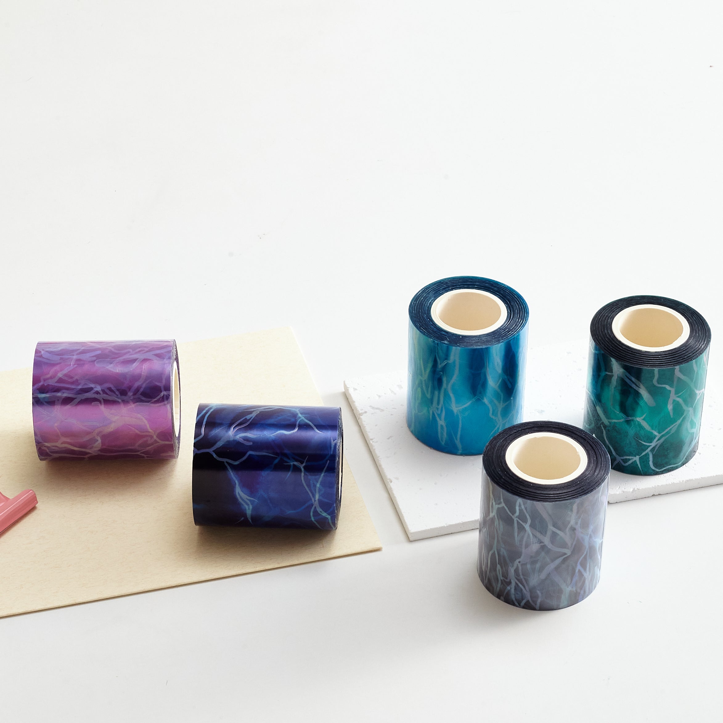 Ripples Washi / PET Tape | Pink & Silver & Bluish Green & Sapphire & Navy 5.5 cm x 10m - Viktashop.com