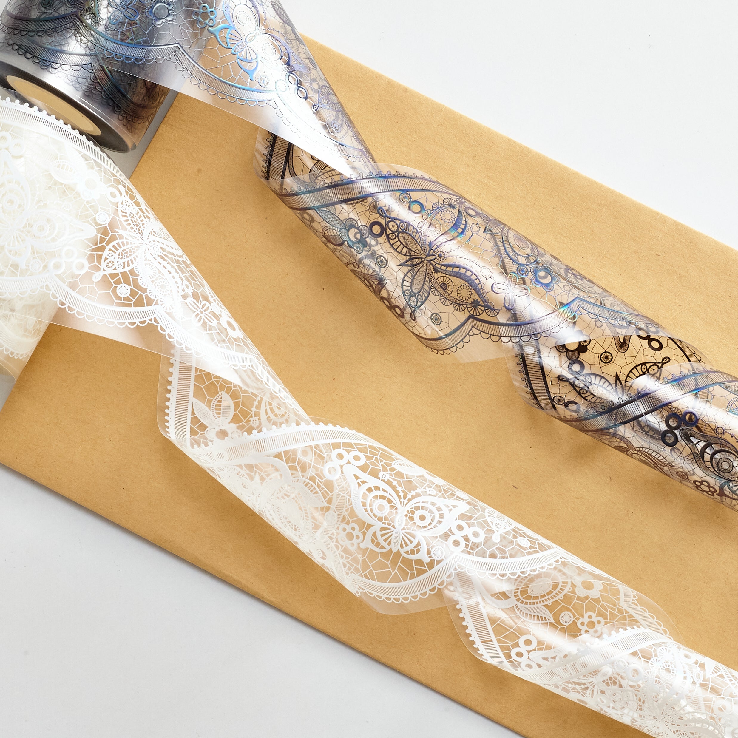 Shiimmer Butterfly Lace Washi / PET Tape | White & Black 6cm x 10m