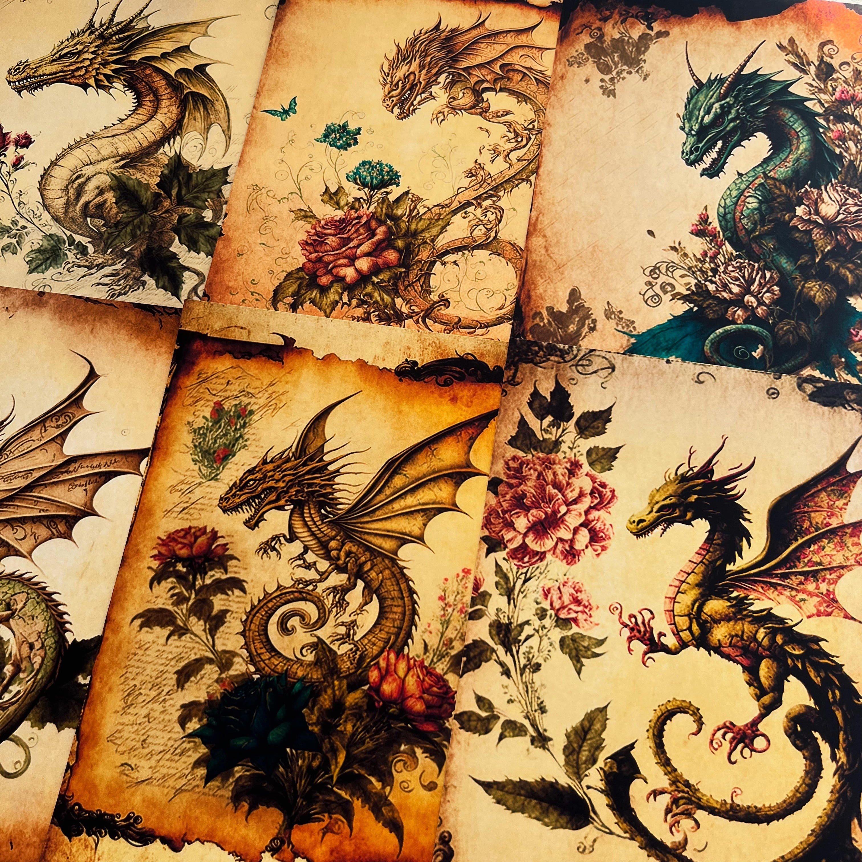 Retro Dragon Background Paper 18 cm / 13 cm 8 page - ViktaShop