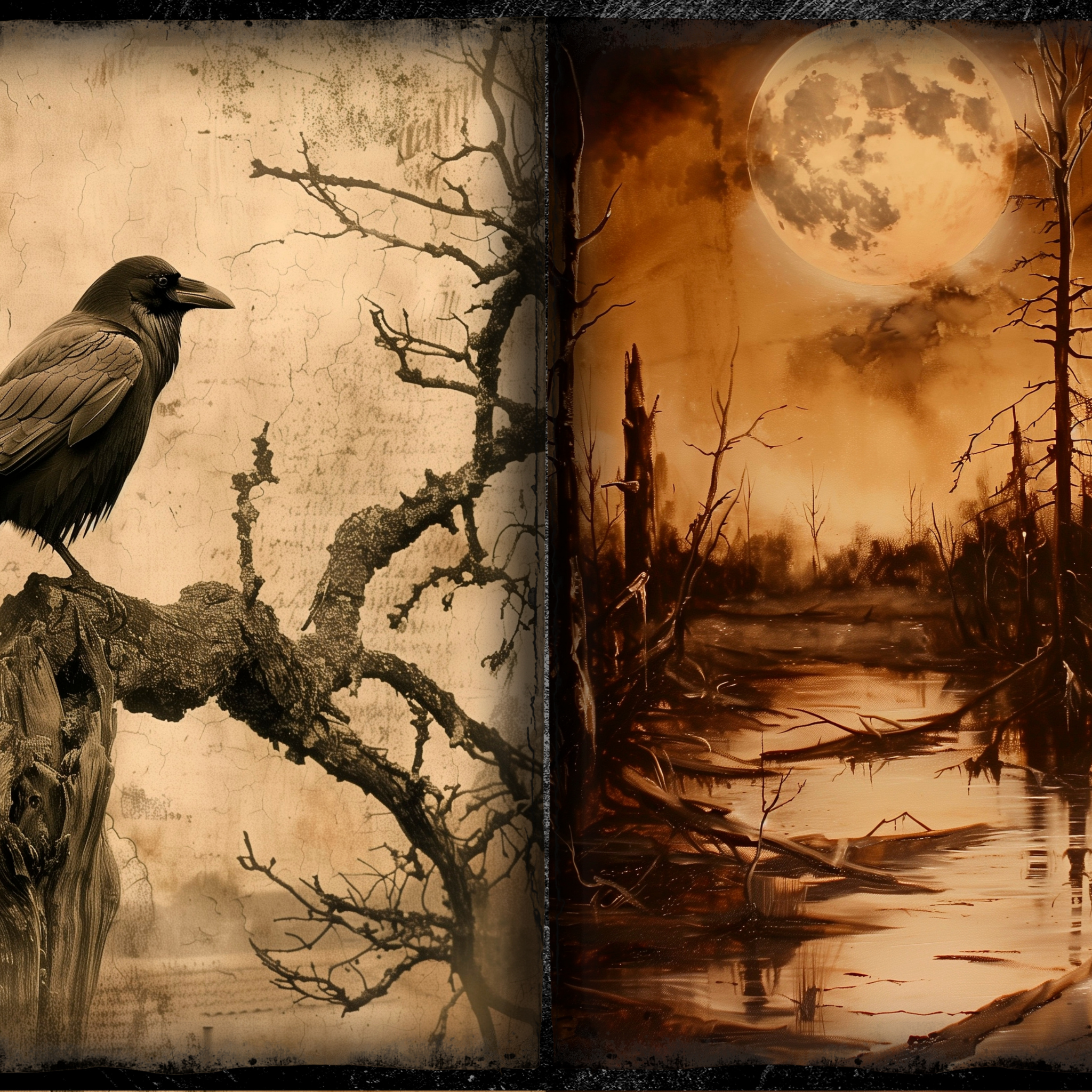 LunicArtDesign Rawen Crow material paper 5.5 x 8.5 inches 20 different sheets