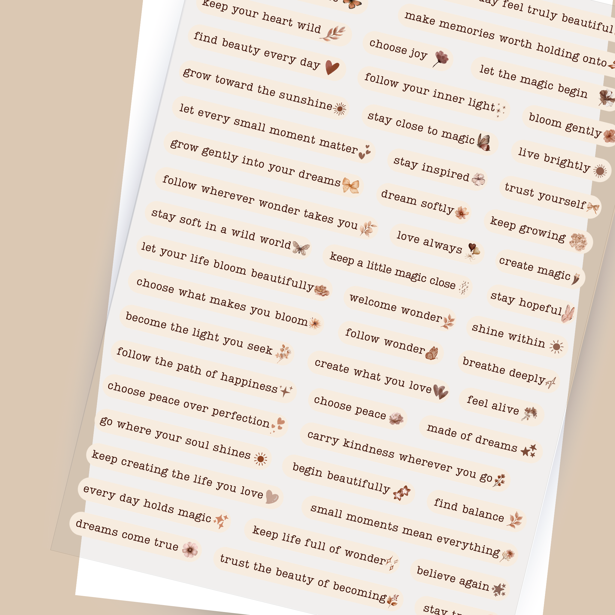 Viktashop Beautifully Becoming Quotes Precut PET Stickers 15cm x 21 cm