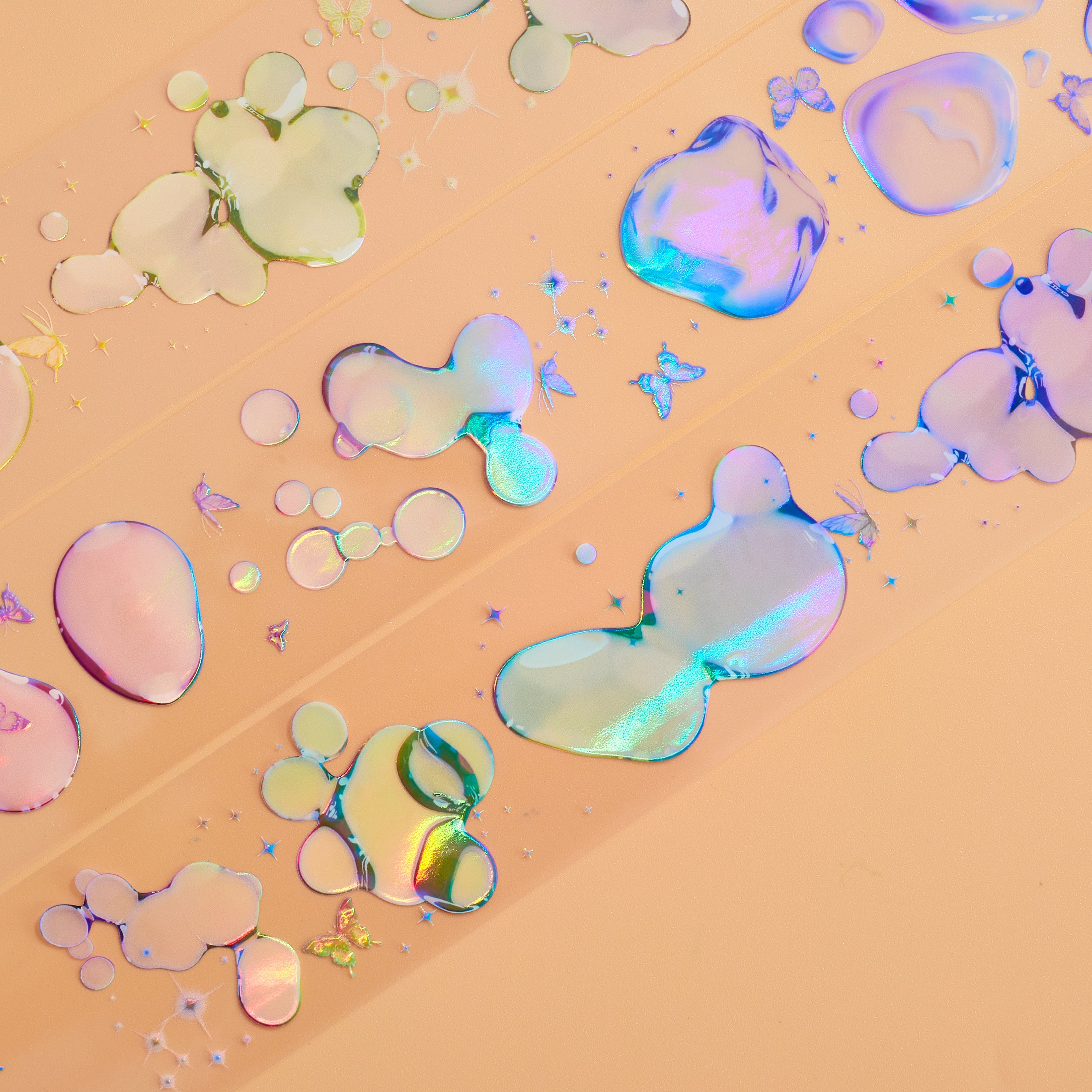 Shiimmer Soap Bubbles Washi / PET Tape | Rainbow & Purple & Yellow & Blue & Pink & White 5cm x 10 m