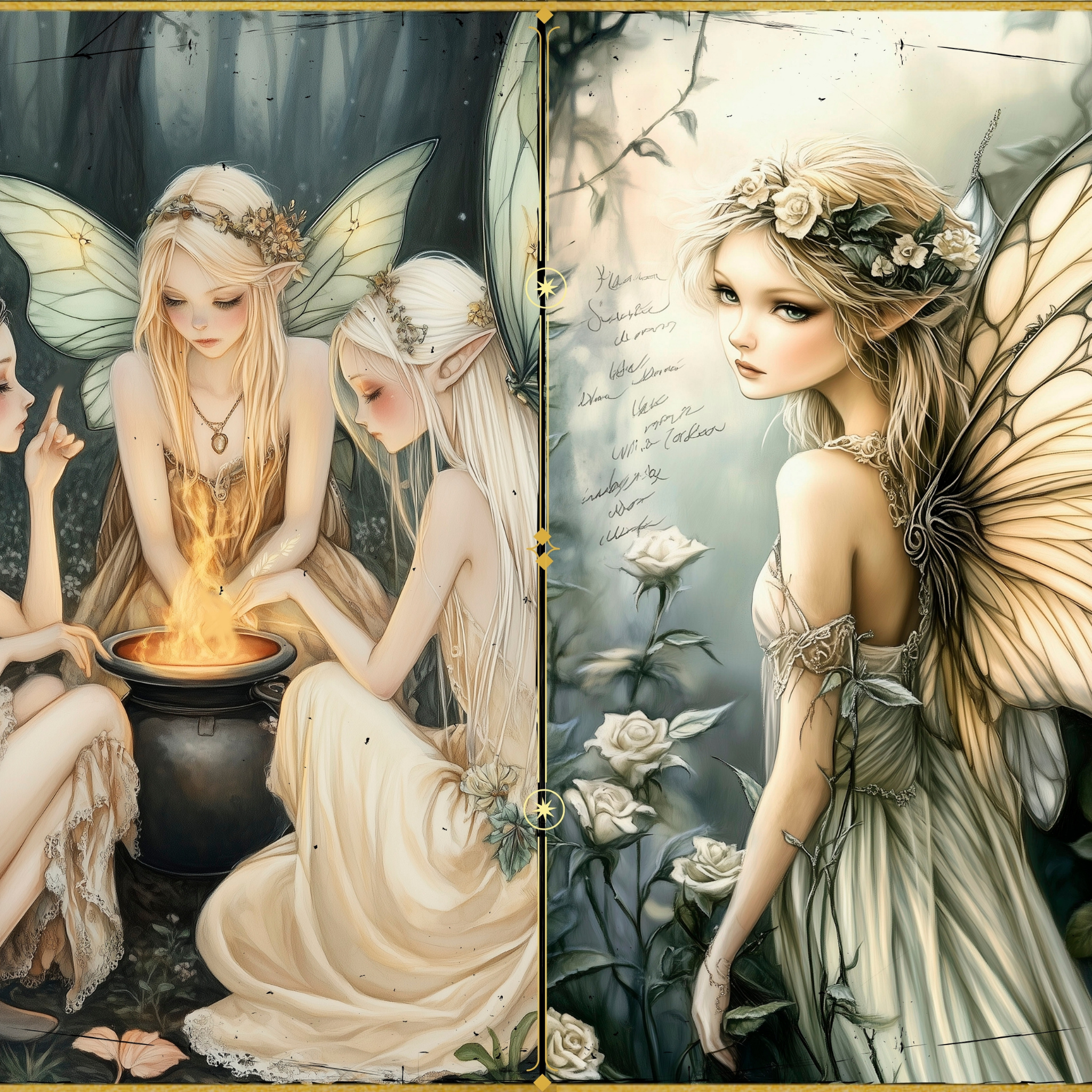 LunicArtDesign Meadow Fairy material paper 5.5 x 8.5 inches 20 different sheets
