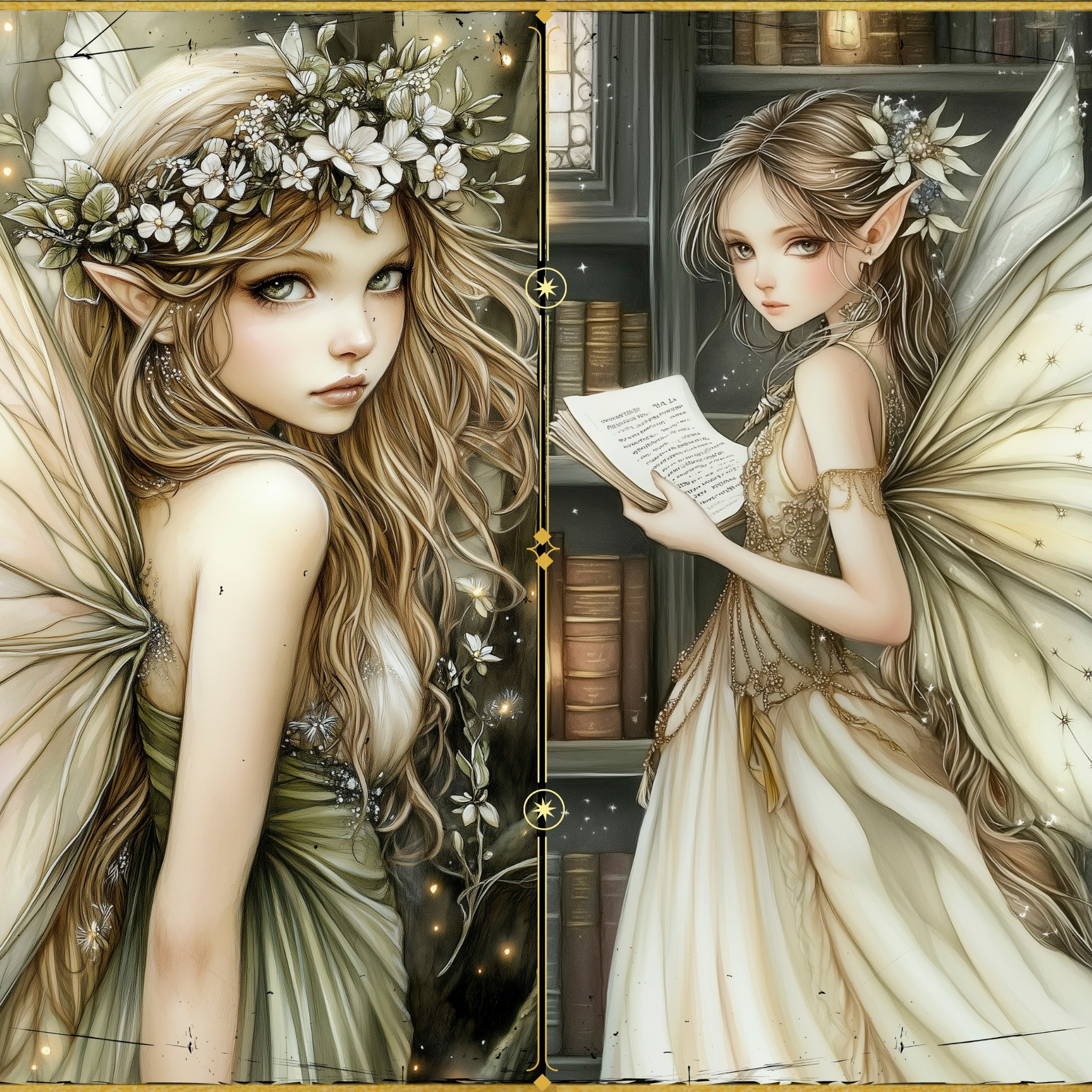 LunicArtDesign Meadow Fairy material paper 5.5 x 8.5 inches 20 different sheets