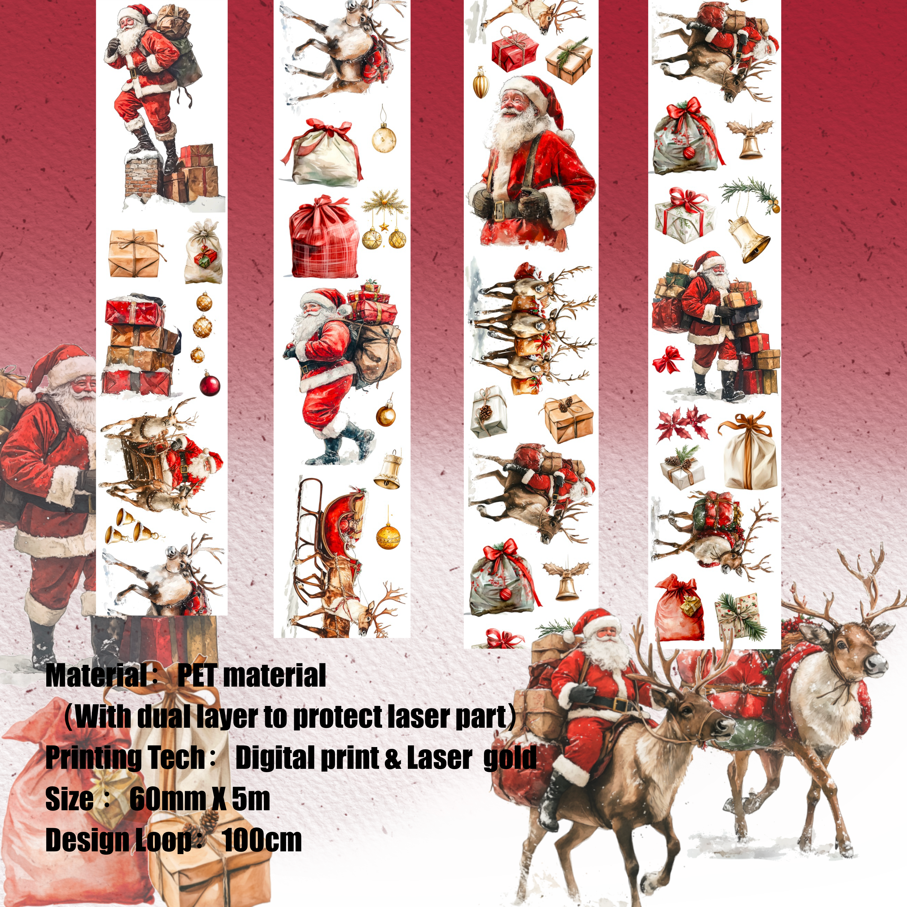 Shimmer Christmas Dear Santa PET Tape 6cm x 5m