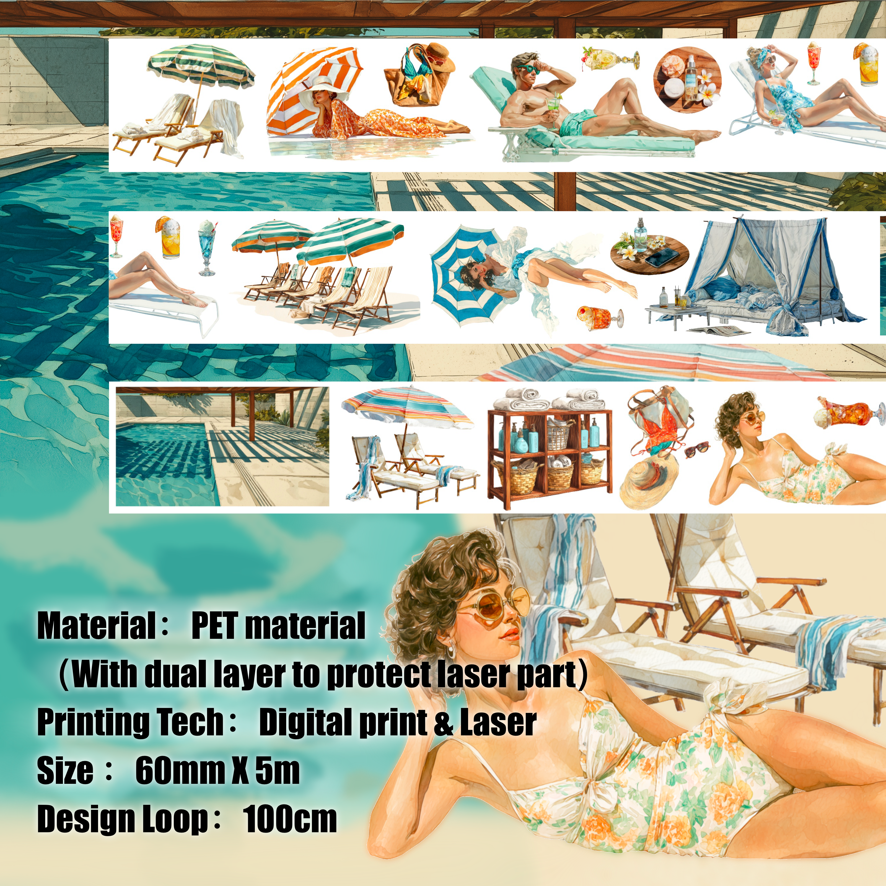 Shiimmer Sunbathing Vol.1 PET Tape 6cm x 1m