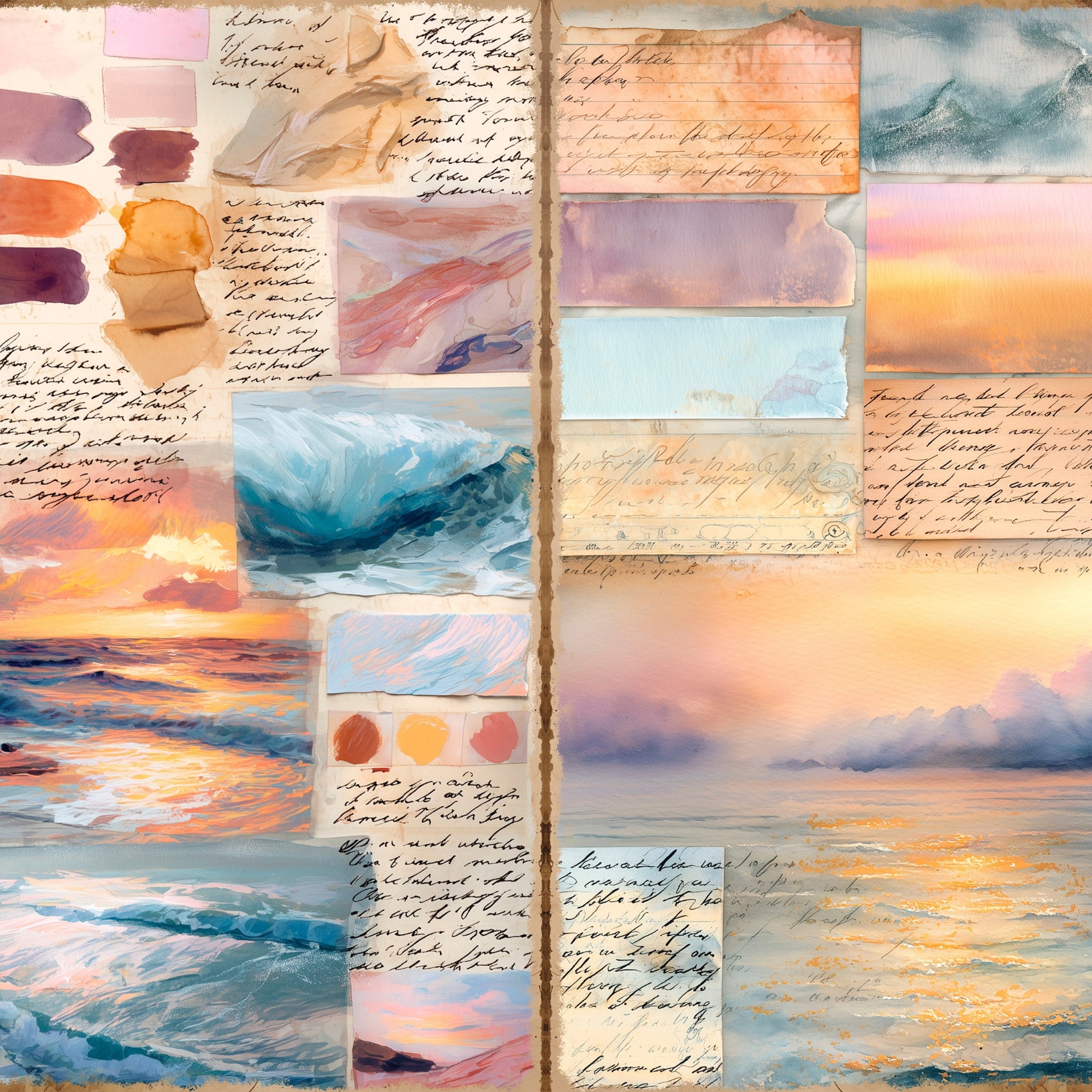 LunicArtDesign Paint Swatch material paper 5.5 x 8.5 inches 20 different sheets