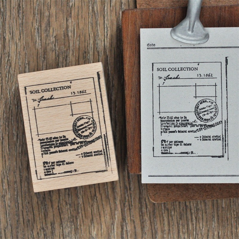 Collage Wooden Rubber Stamp - ViktaShop